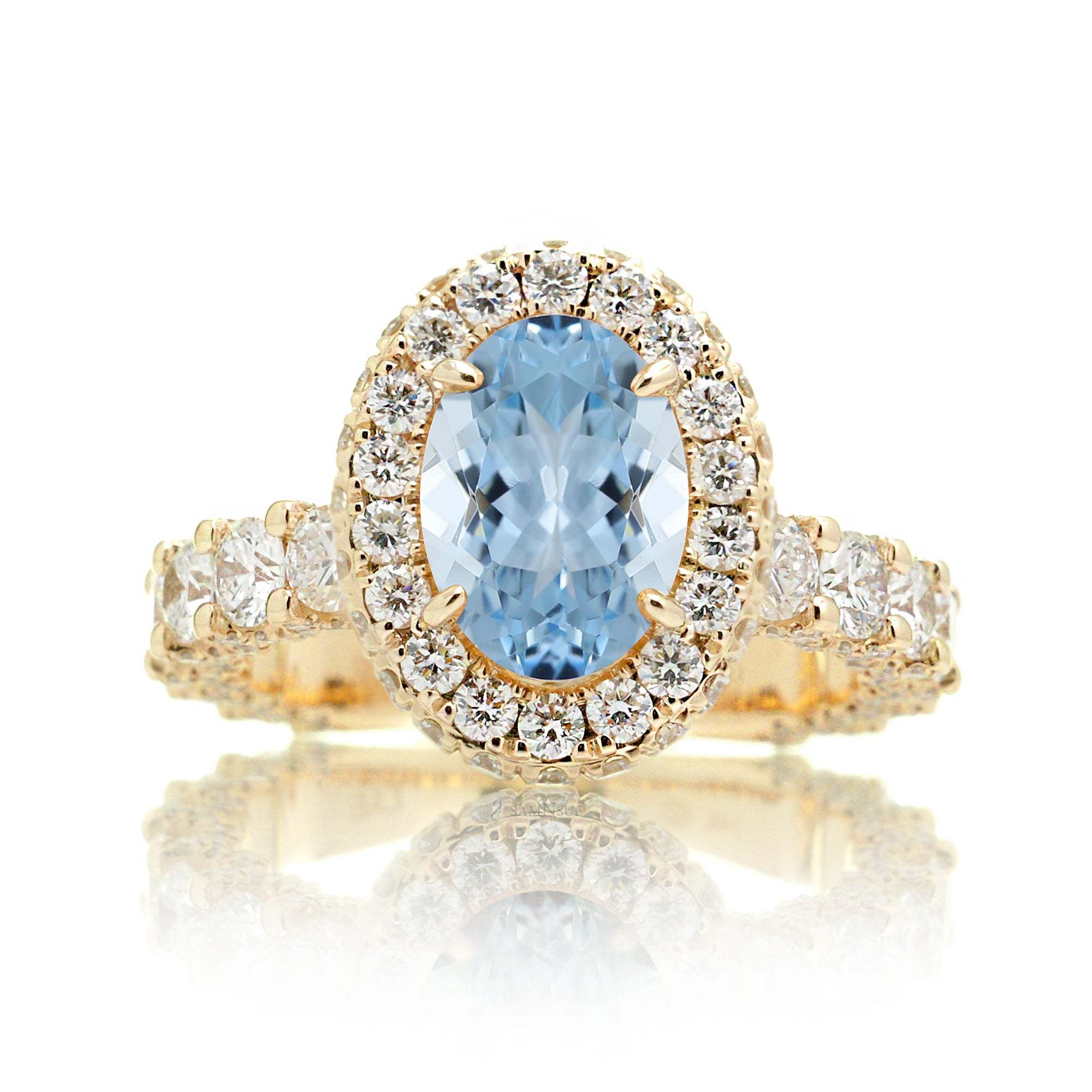 Brilliance Fine Jewelry Aquamarine Diamond Accent Ring in Sterling Silver  and 10K Yellow Gold - Walmart.com